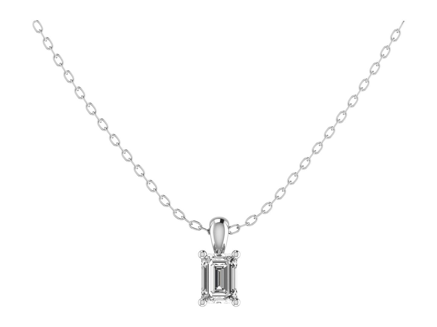 Emerald cut Four Claw Pendant 8x6