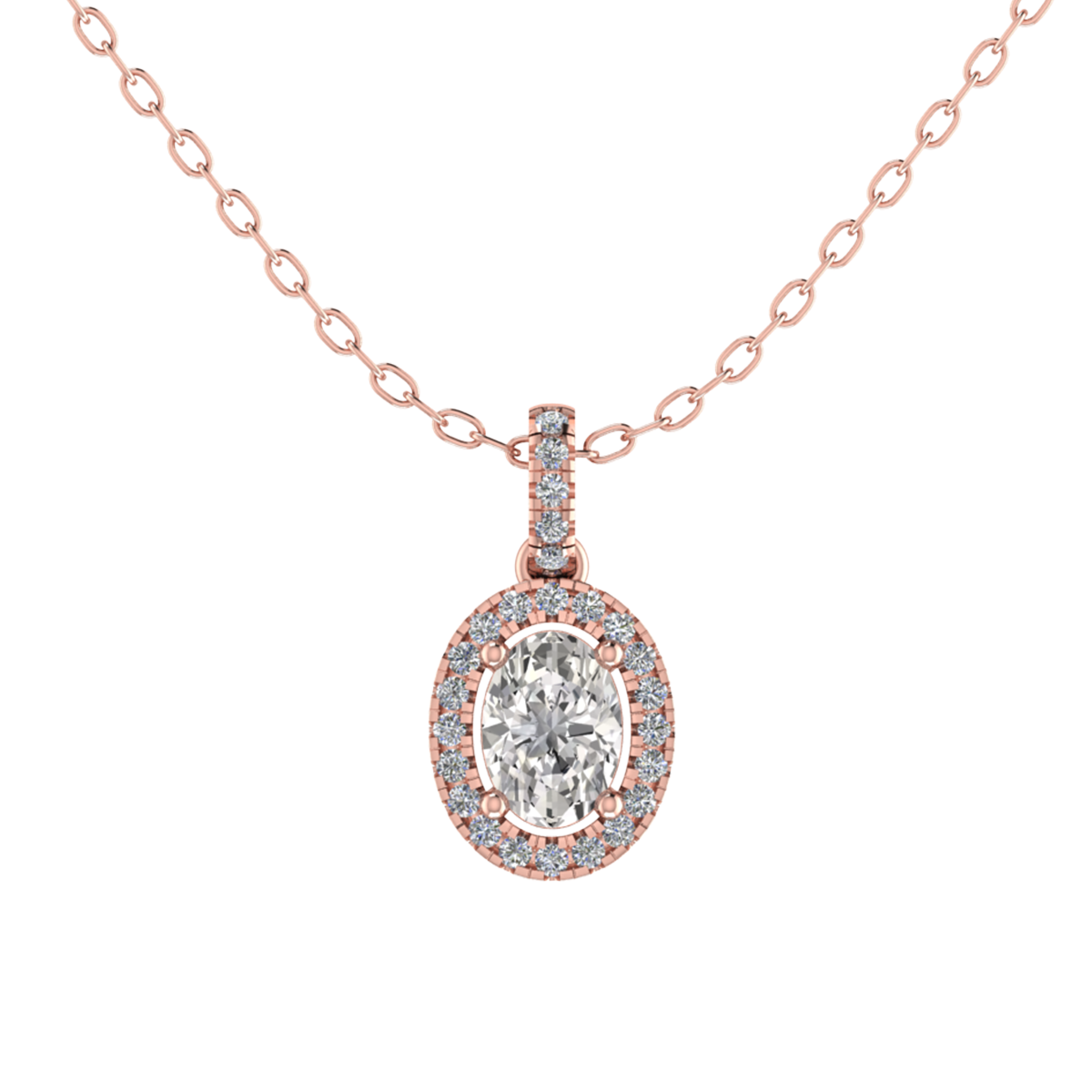 Oval Four Claw Halo Pendant 5x3mm