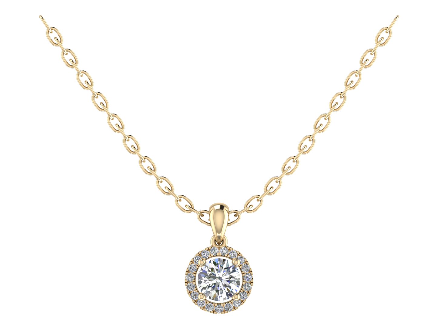 Round Four Claw Halo Pendant 6mm