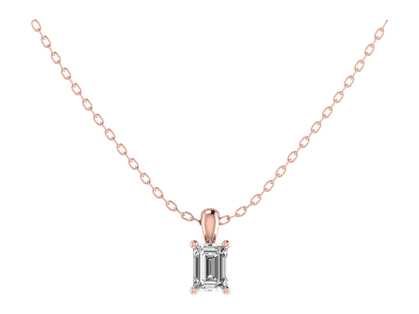 Emerald cut Four Claw Pendant 8x6