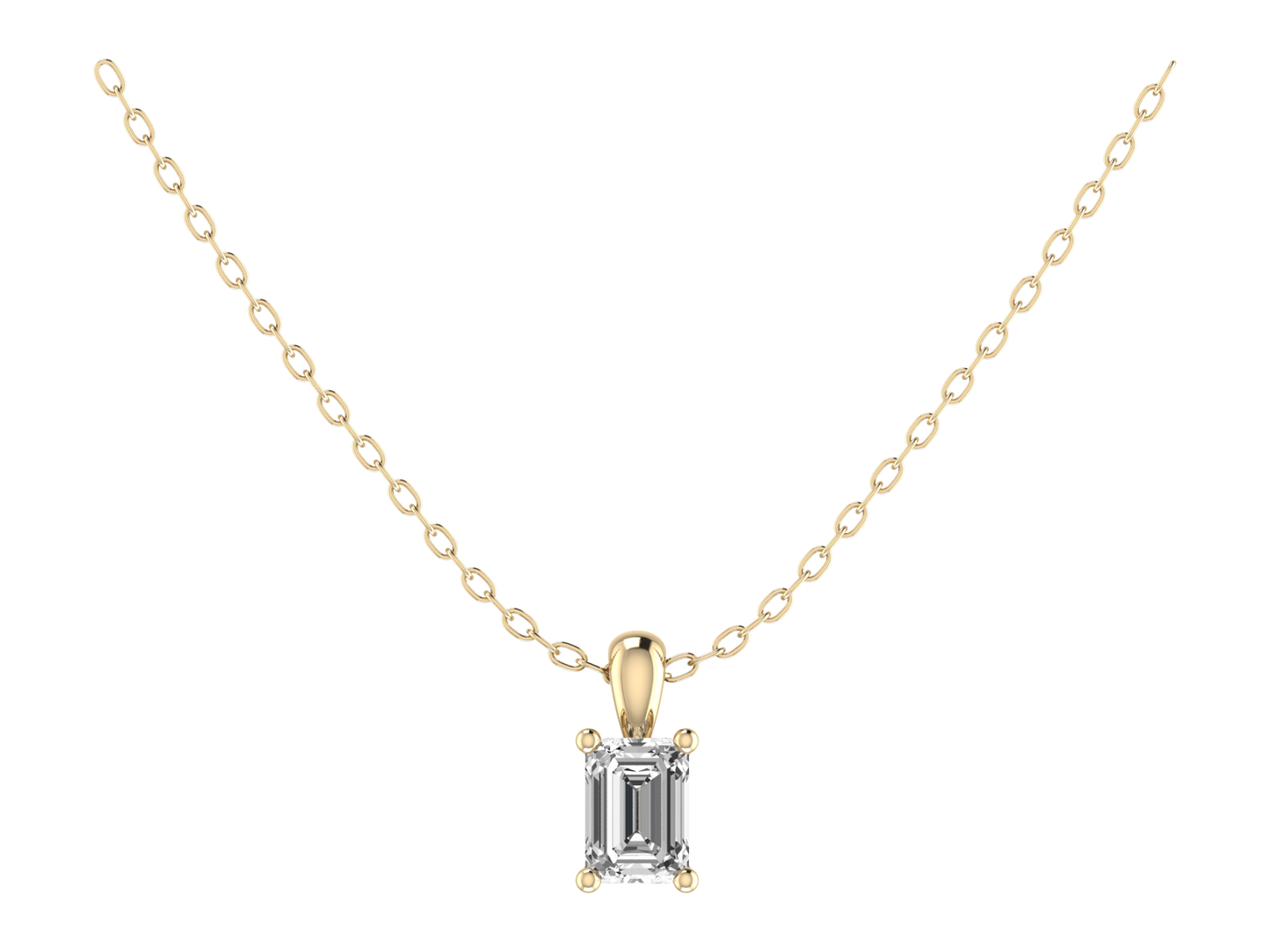 Emerald cut Four Claw Pendant 8x6