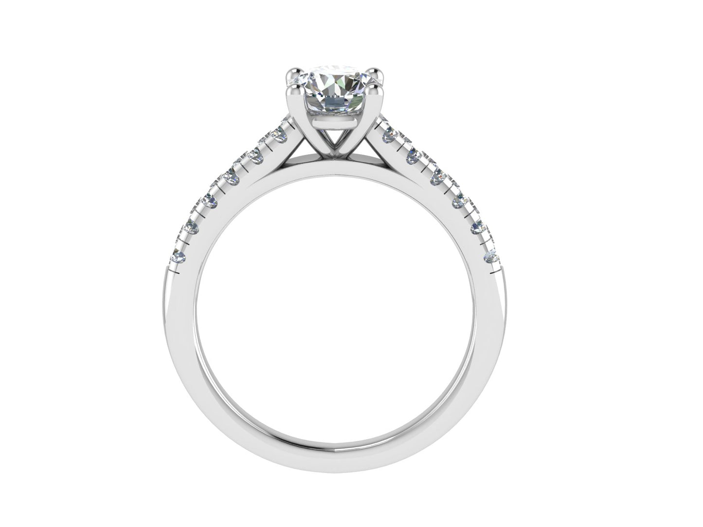 Round Ring with Diamond set shoulders 4mm