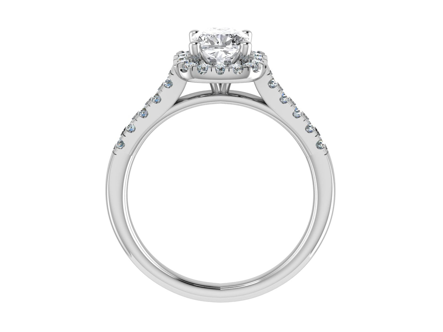 4mm Cushion Ring with Diamond Halo & Diamond set shoulders