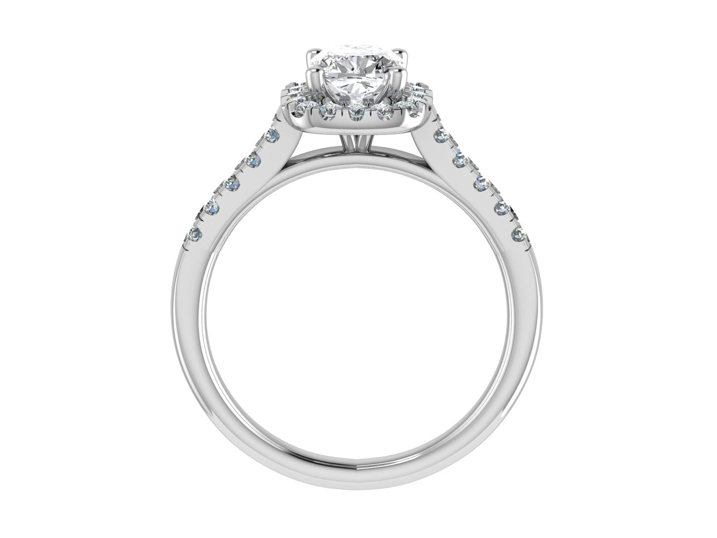 6mm Cushion Ring with Diamond Halo & Diamond set shoulders
