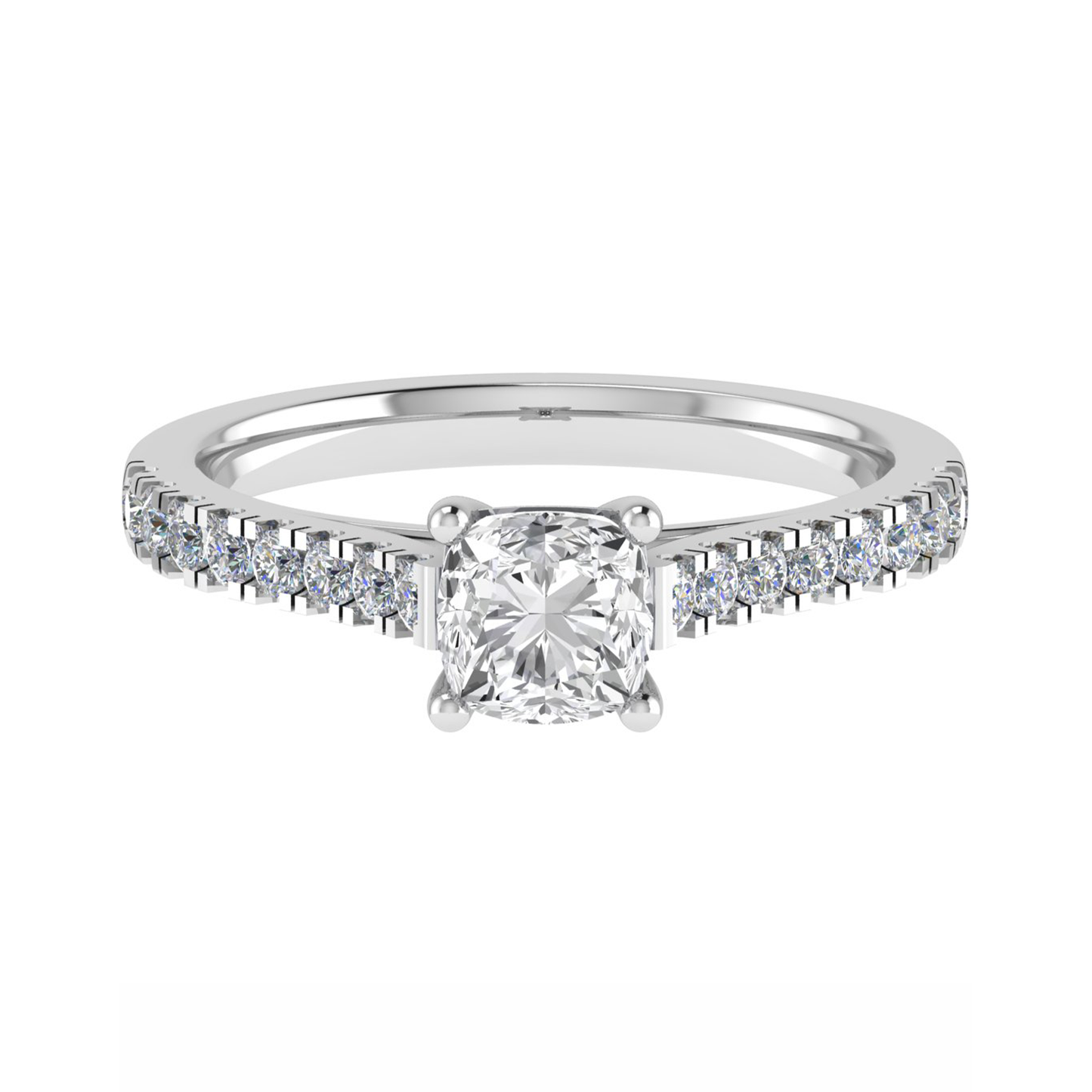 6mm Cushion Ring with Diamond set shoulders