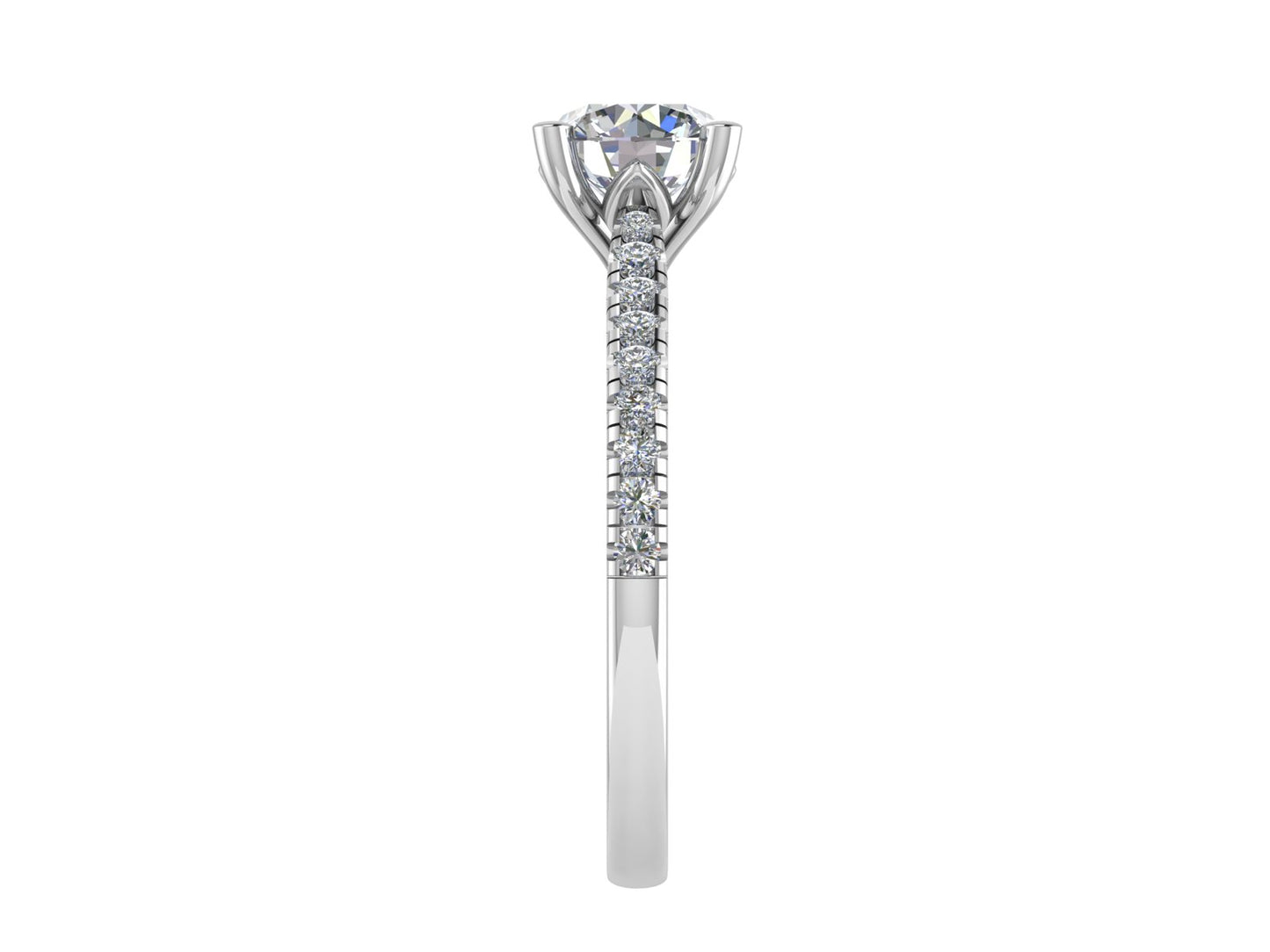 Round Ring with Diamond set shoulders 4.5mm