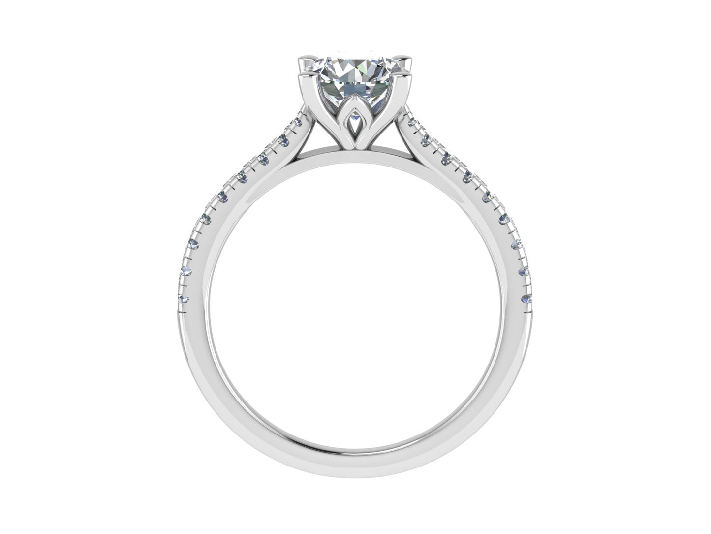 Round Ring with Diamond set shoulders 4.5mm