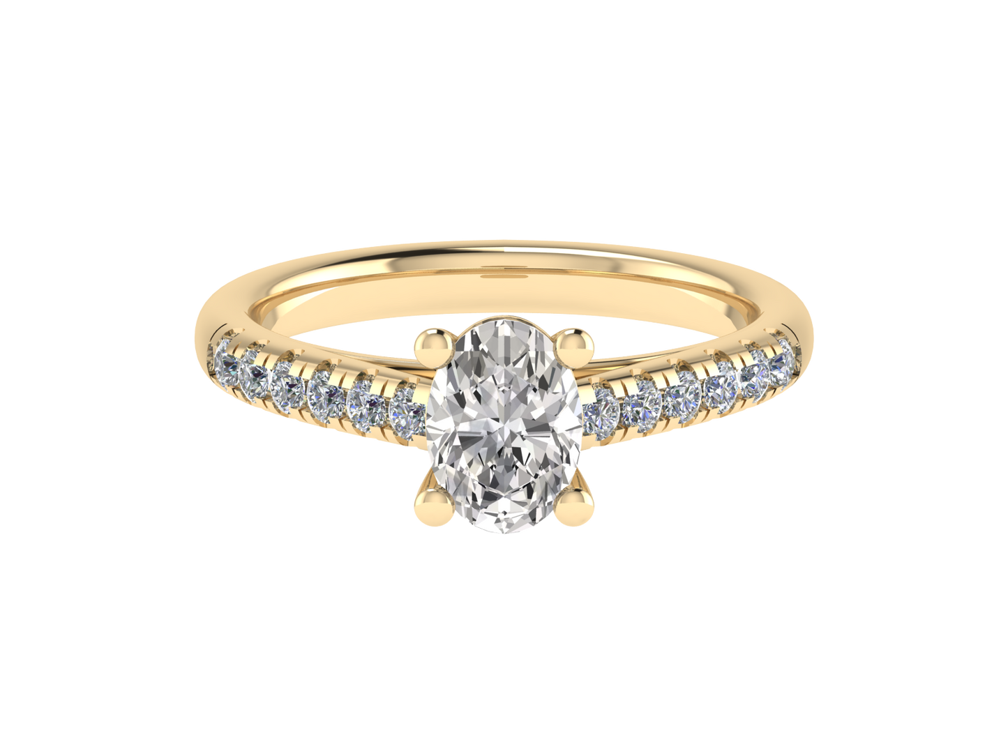 Oval Ring with Diamond set shoulders 6 x 4mm