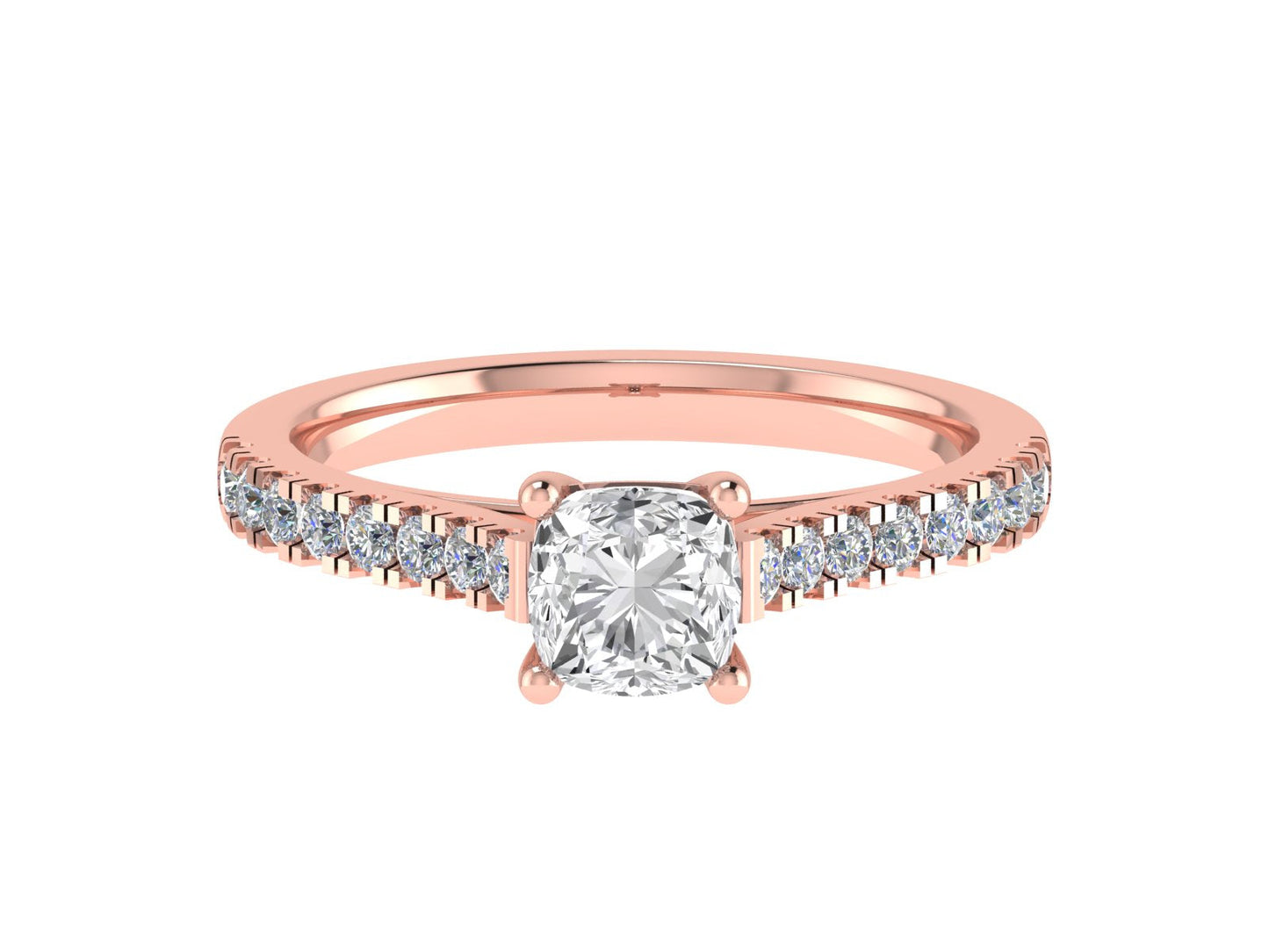 6mm Cushion Ring with Diamond set shoulders