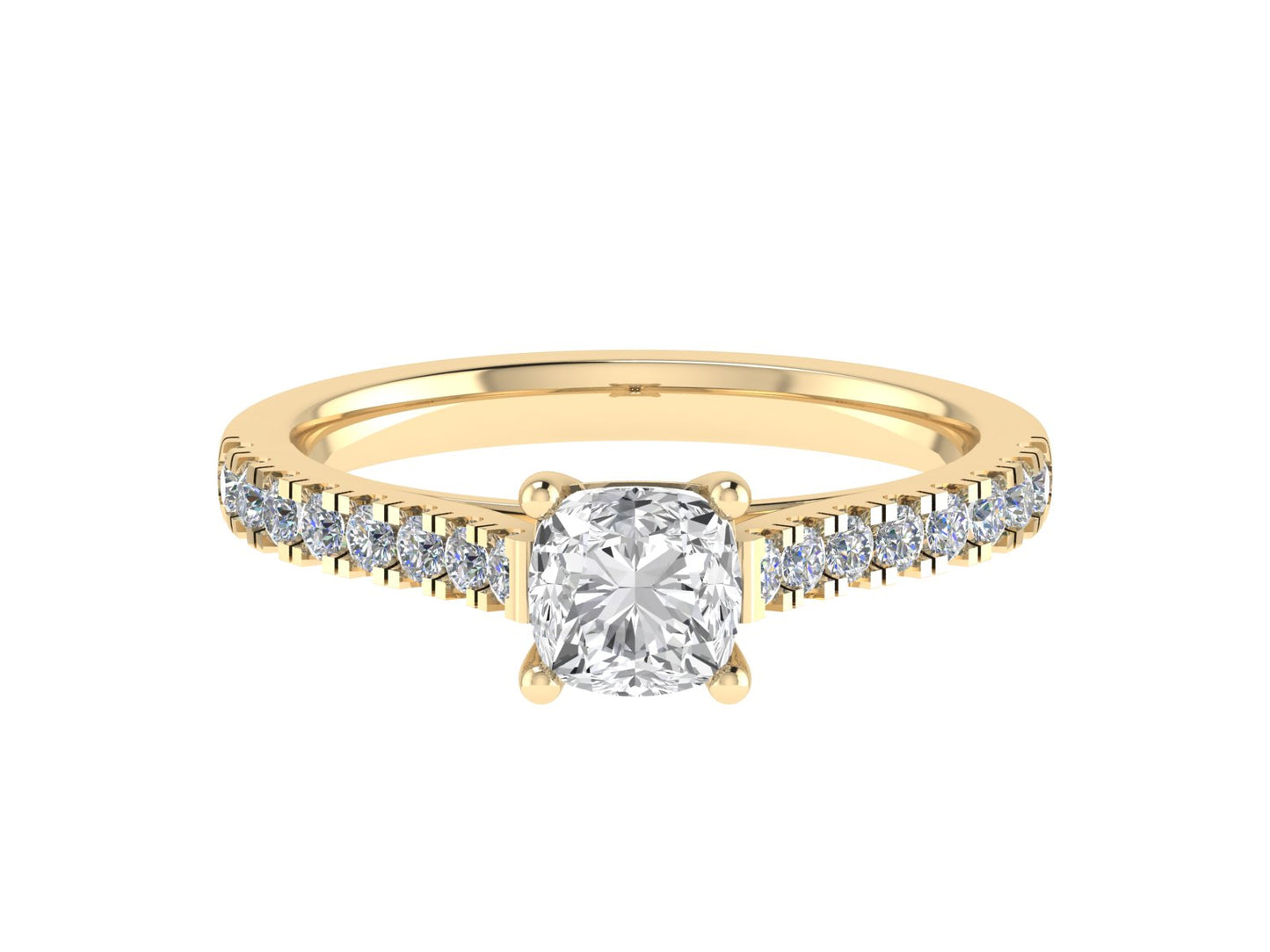 4mm Cushion Ring with Diamond set shoulders