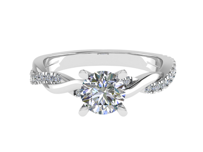 Round Ring with Diamond set shoulders and twisted band 5.5mm