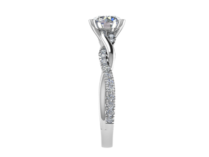 Round Ring with Diamond set shoulders and twisted band 5.5mm