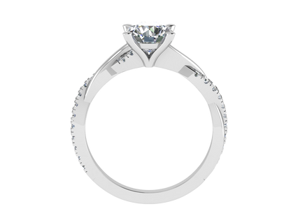 Round Ring with Diamond set shoulders and twisted band 7mm
