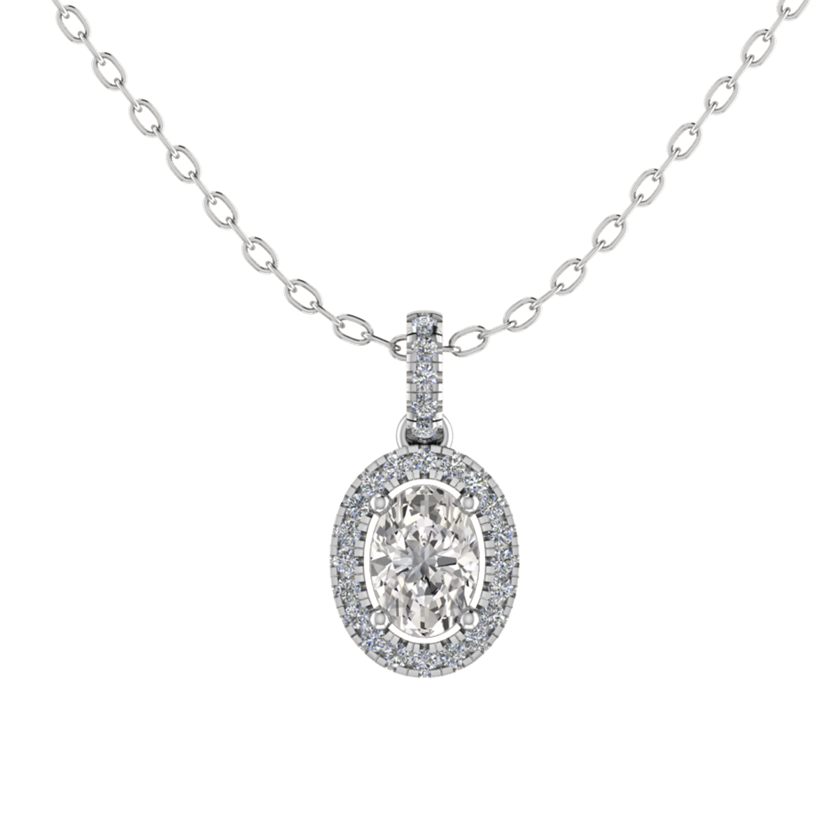 Oval Four Claw Halo Pendant 5x3mm