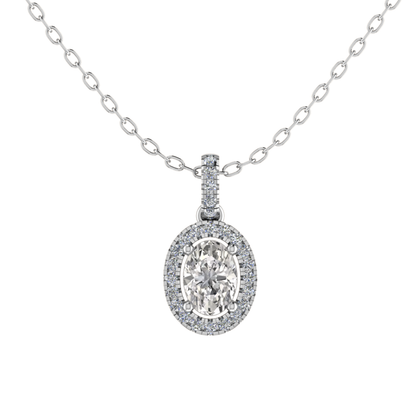 Oval Four Claw Halo Pendant 5x3mm