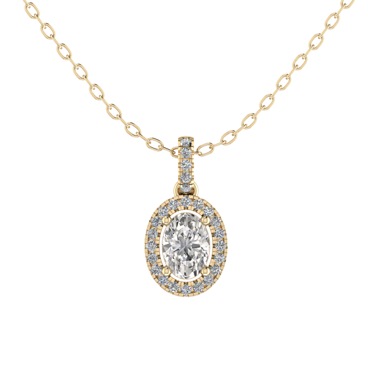 Oval Four Claw Halo Pendant 5x3mm