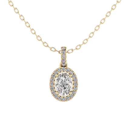 Oval Four Claw Halo Pendant 5x3mm