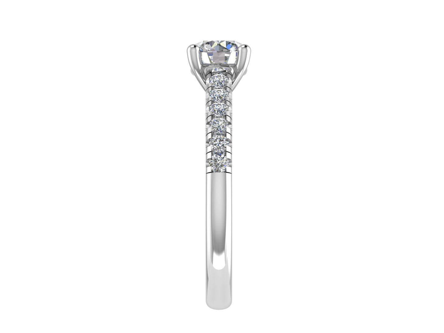 Round Ring with Diamond set shoulders 4.5mm