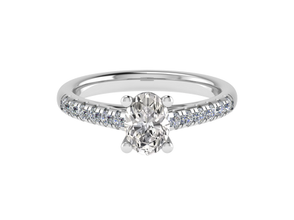 Oval Ring with Diamond set shoulders 9 x 7mm