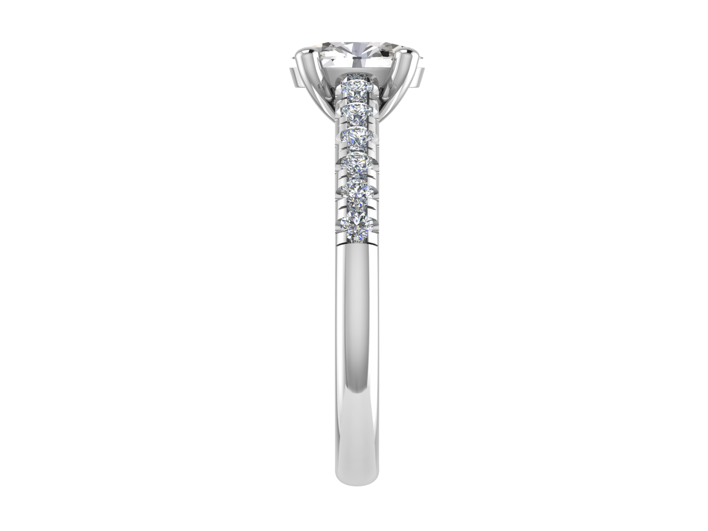 Oval Ring with Diamond set shoulders 7 x 5mm