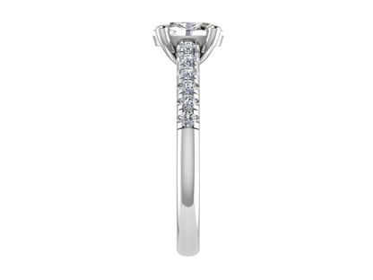 Oval Ring with Diamond set shoulders 9 x 7mm