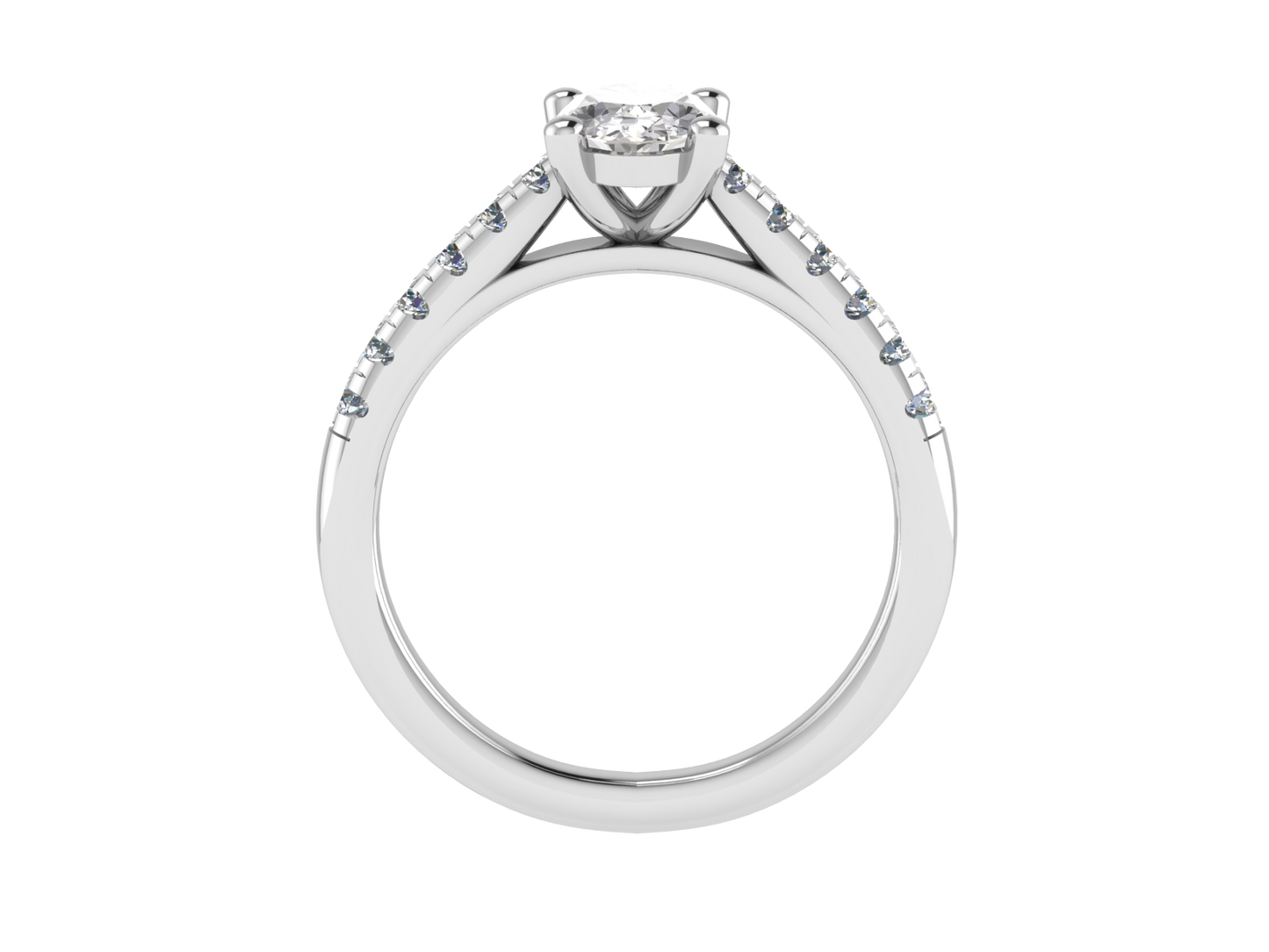 Oval Ring with Diamond set shoulders 6 x 4mm