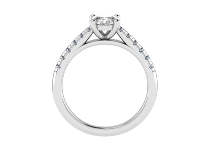 Oval Ring with Diamond set shoulders 9 x 7mm