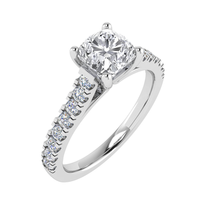 5mm Cushion Ring with Diamond set shoulders