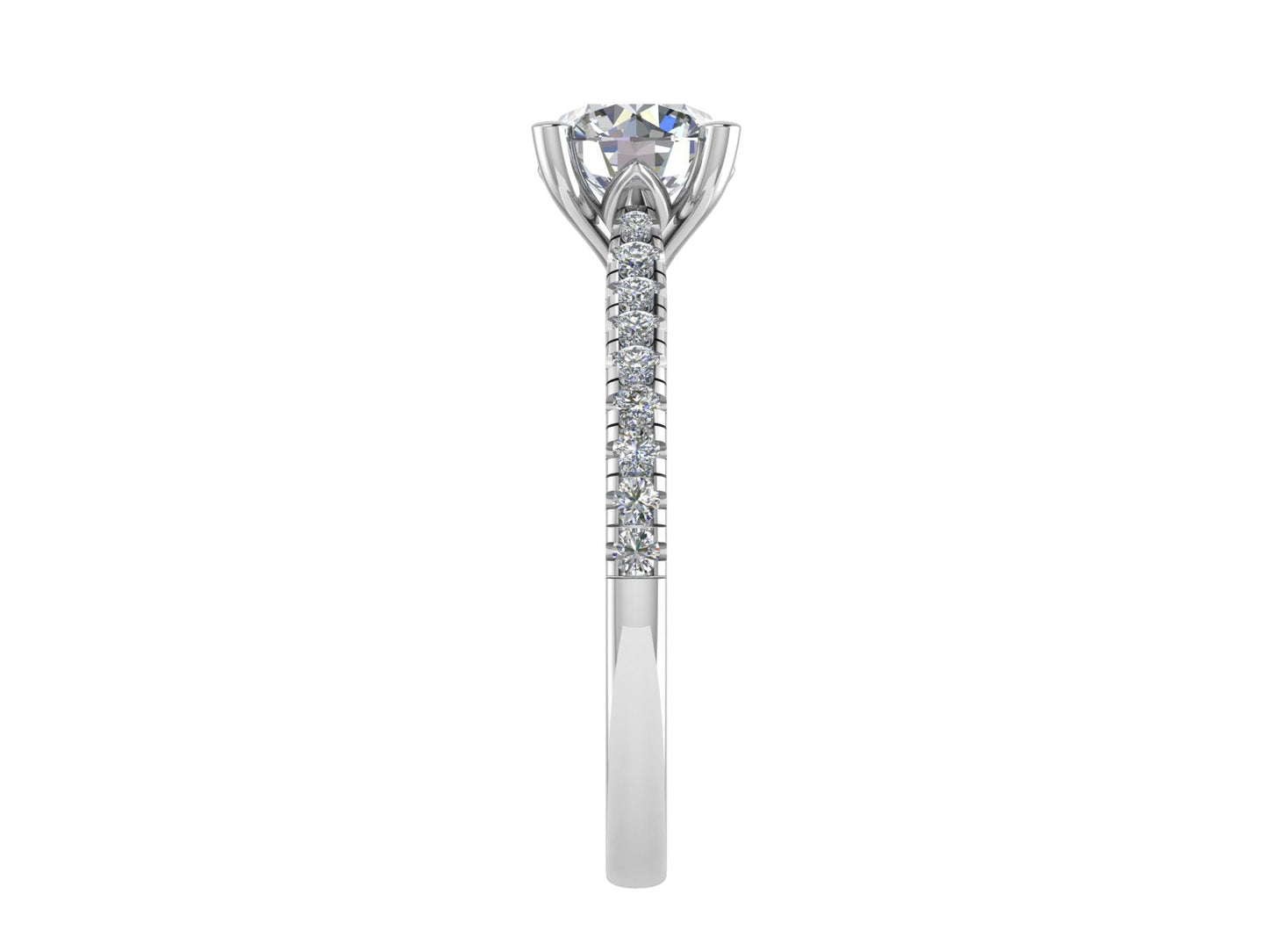 Round Ring with Diamond set shoulders 6mm