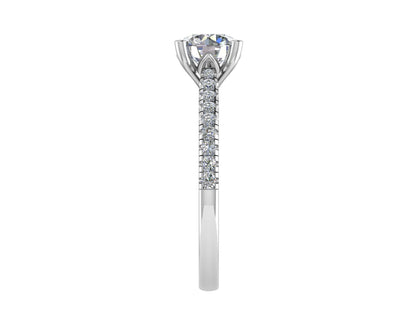 Round Ring with Diamond set shoulders 6mm
