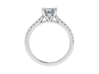 Round Ring with Diamond set shoulders 6mm