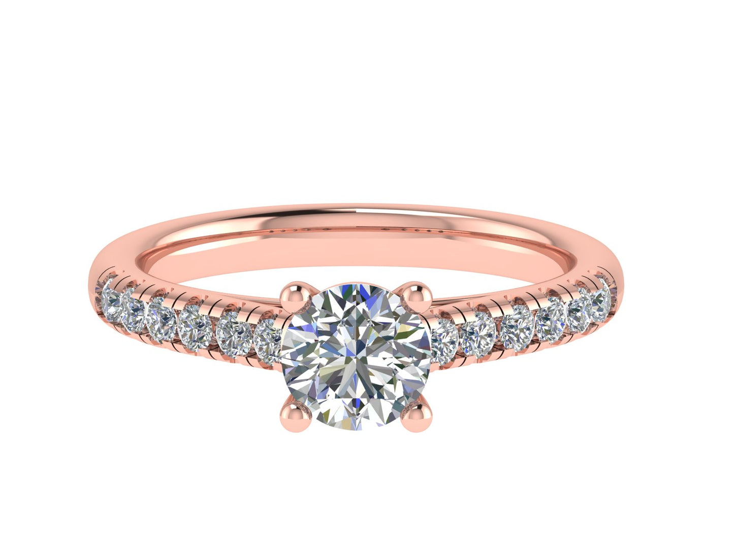 Round Ring with Diamond set shoulders 4mm