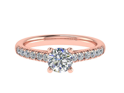 Round Ring with Diamond set shoulders 4mm