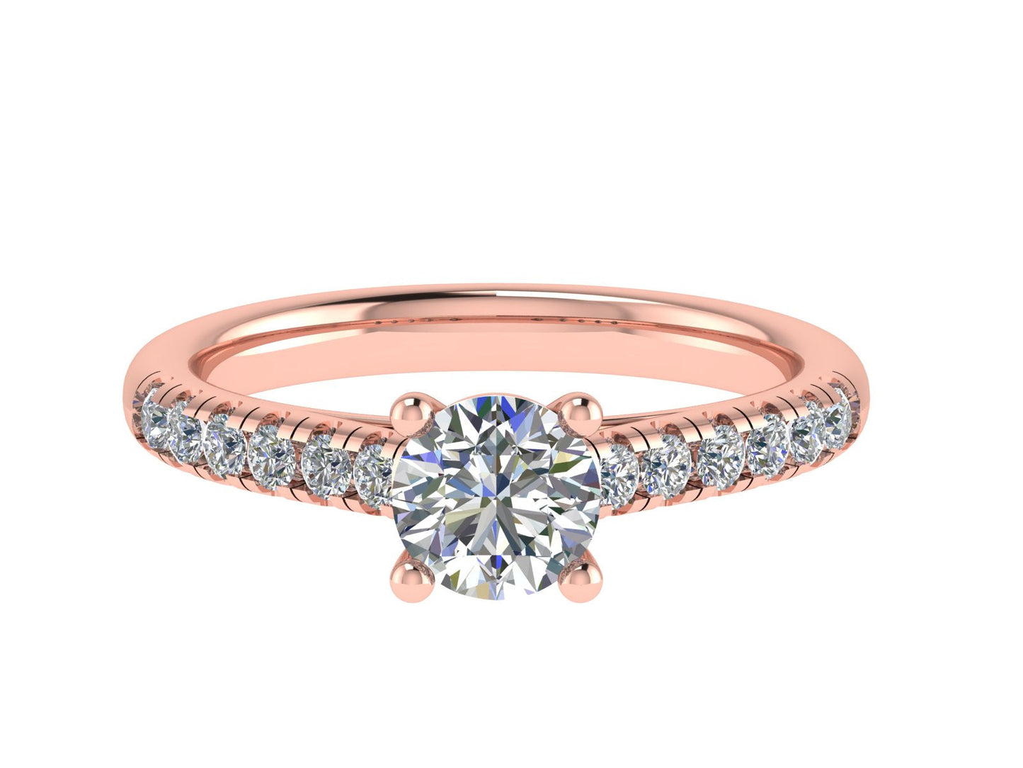 Round Ring with Diamond set shoulders 4.5mm