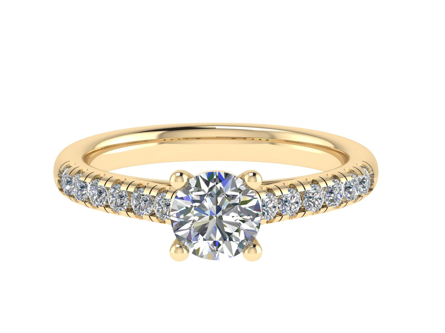 Round Ring with Diamond set shoulders 4.5mm