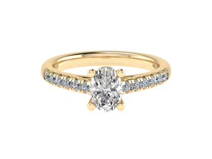 Oval Ring with Diamond set shoulders 9 x 7mm
