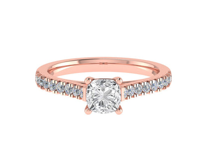 5mm Cushion Ring with Diamond set shoulders