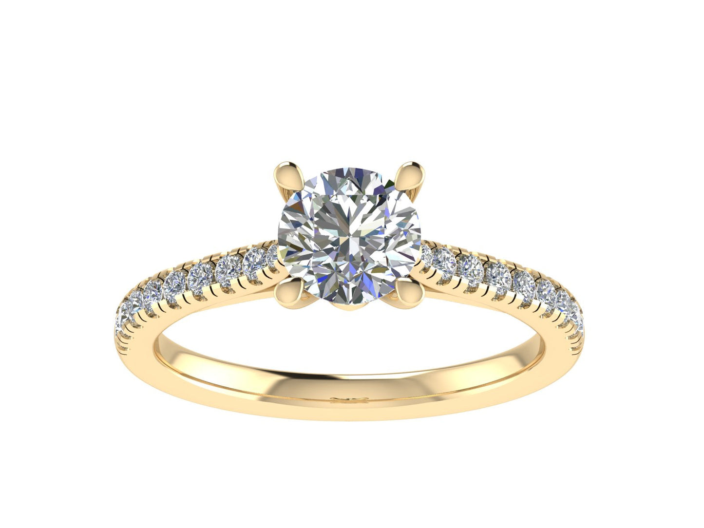 Round Ring with Diamond set shoulders 6mm